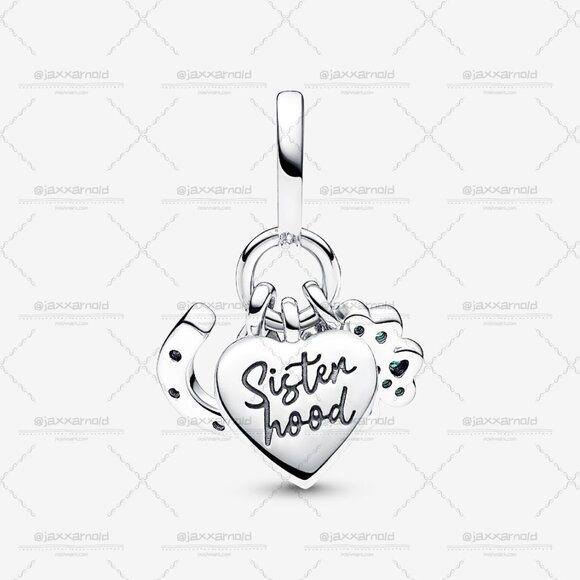 Pandora Four Leaf Clover, Heart and Horseshoe Triple Dangle Charm - Picture 2 of 5